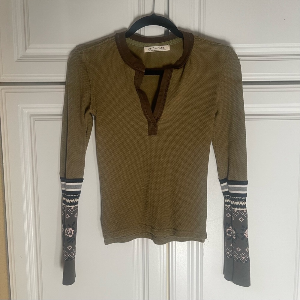 Free People  thermal Henley style pullover